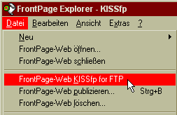 KISSfp integrated in FrontPage Explorer!