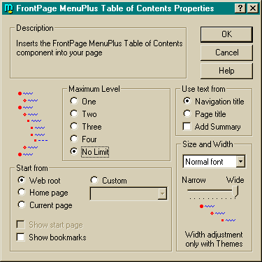 Table of Contents Settings Dialog Preview